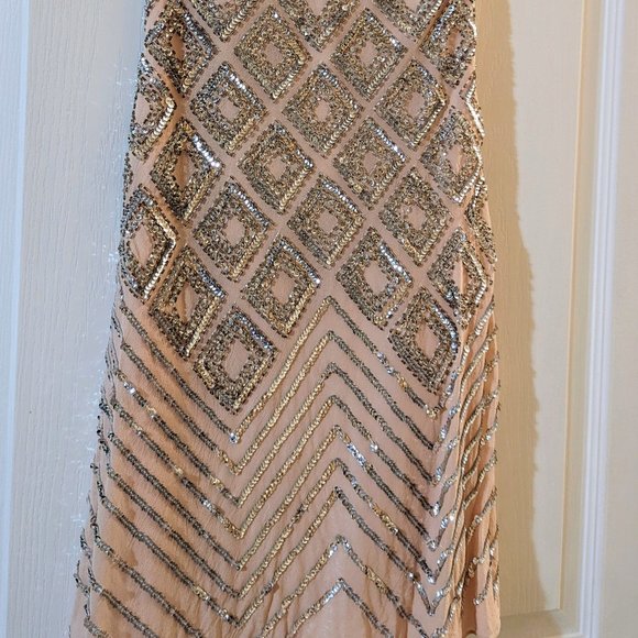 Basix Black Label spaghetti strap beaded Diamond Cocktail Dress - Size 4 - Picture 6 of 9